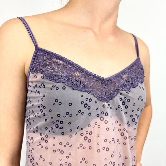 Y2K Whimsigoth Fairy Grunge Coquette Sheer Intimate Camisole Tank Top Purple M - Picture 2 of 12